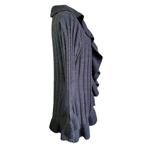 BRITTANY Black Ruffled Cardigan Size 1X - Picture 3 of 9